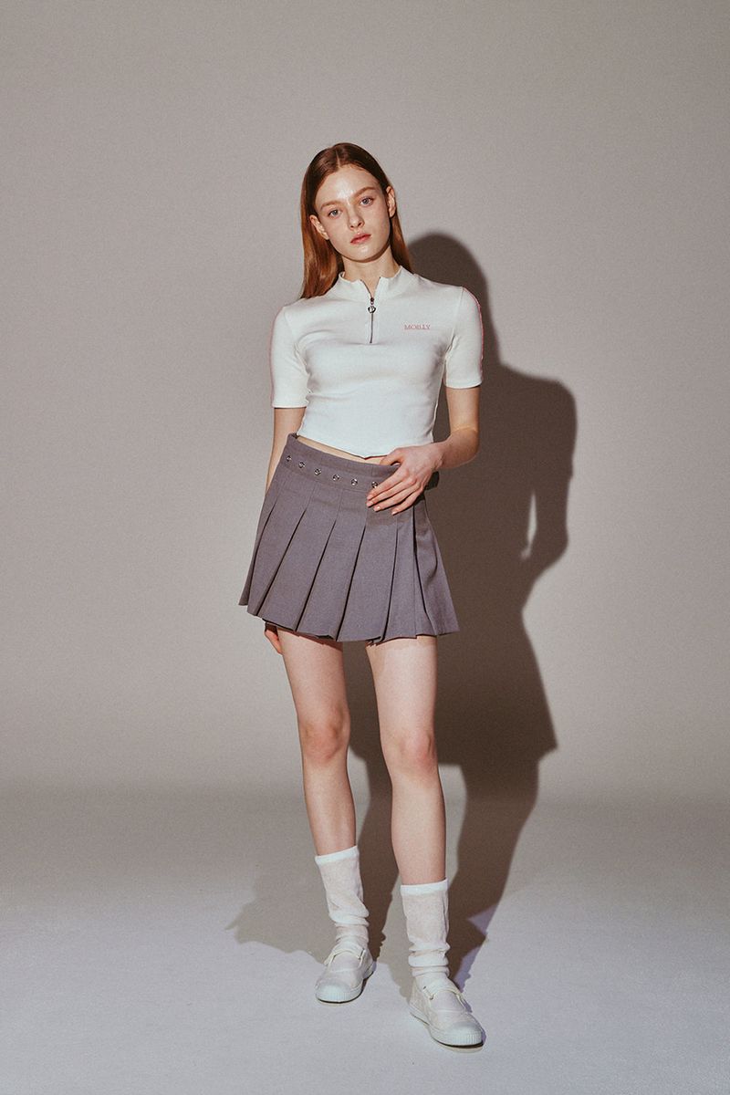 MOILLY(モイリー)の「Heart Buckle Pleats Wrap Skirt Gray(Skirts)」