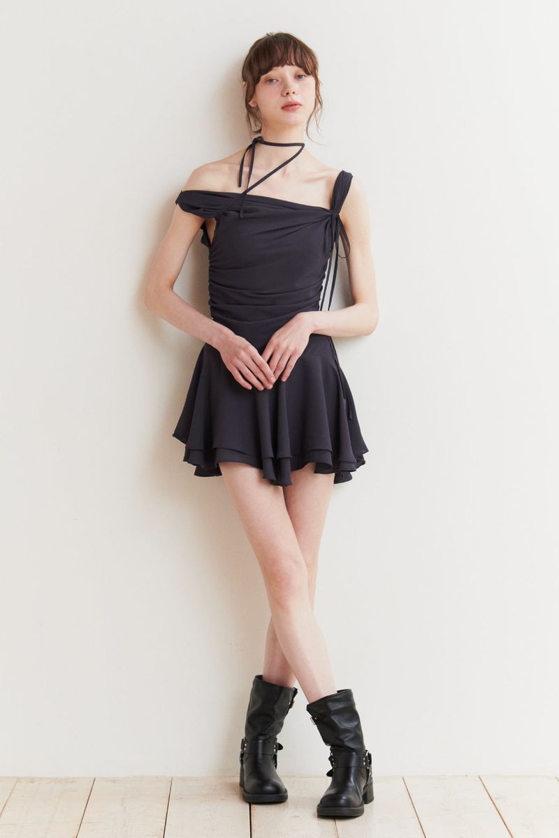 LILY FRILL DRESS charcoal