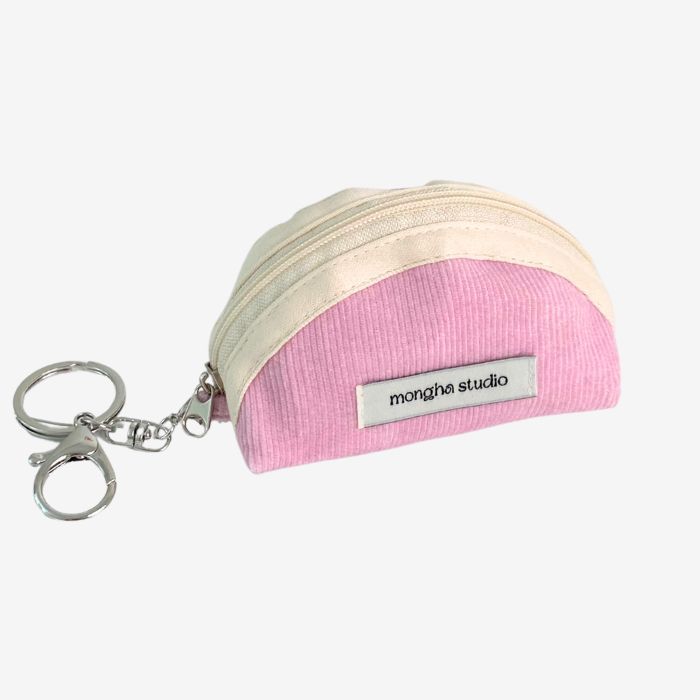 mongha studio（モンハスタジオ）の「キーリングポーチ - corduroy  (candy pink)（トイ/キーホルダー）」