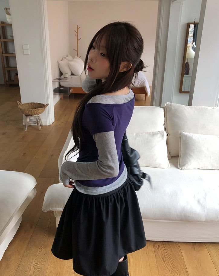 Huring Double Button Balloon Midi Skirt