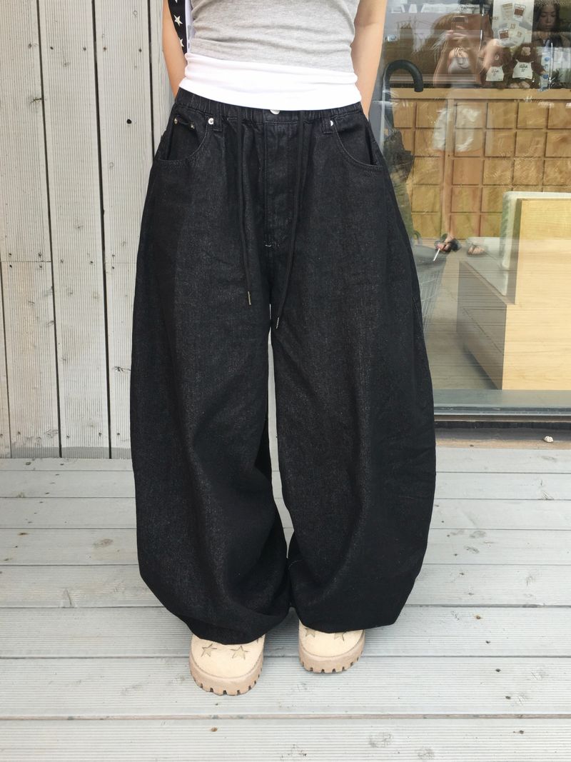 Deep green banding balloon pants (2c)