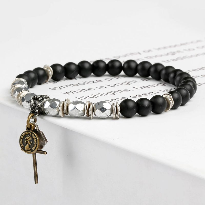 SHOVEOFF（ショーブオフ）の「SVB-1018 Vintage beads matte coin cross onyx bracelet（Accessories）」