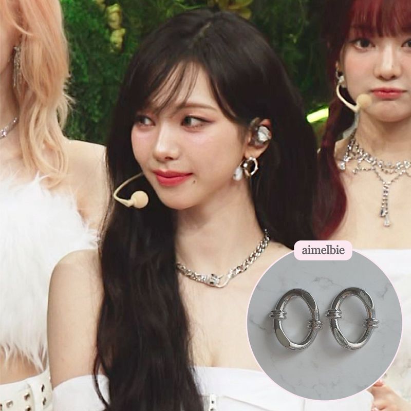 [Aespa Winter, Karina Piercing] Knotted Oval Ring Piercing - Silver Color