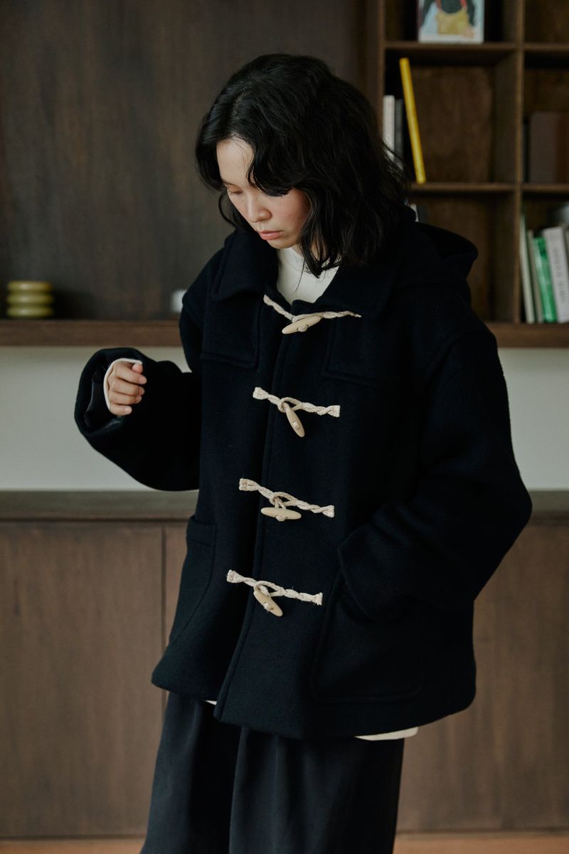 unisex half duffle coat black