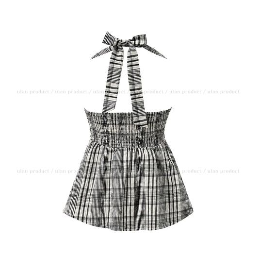 Sov Check Halter Blouse