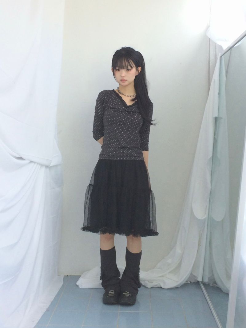 soft shirring frill skirt
