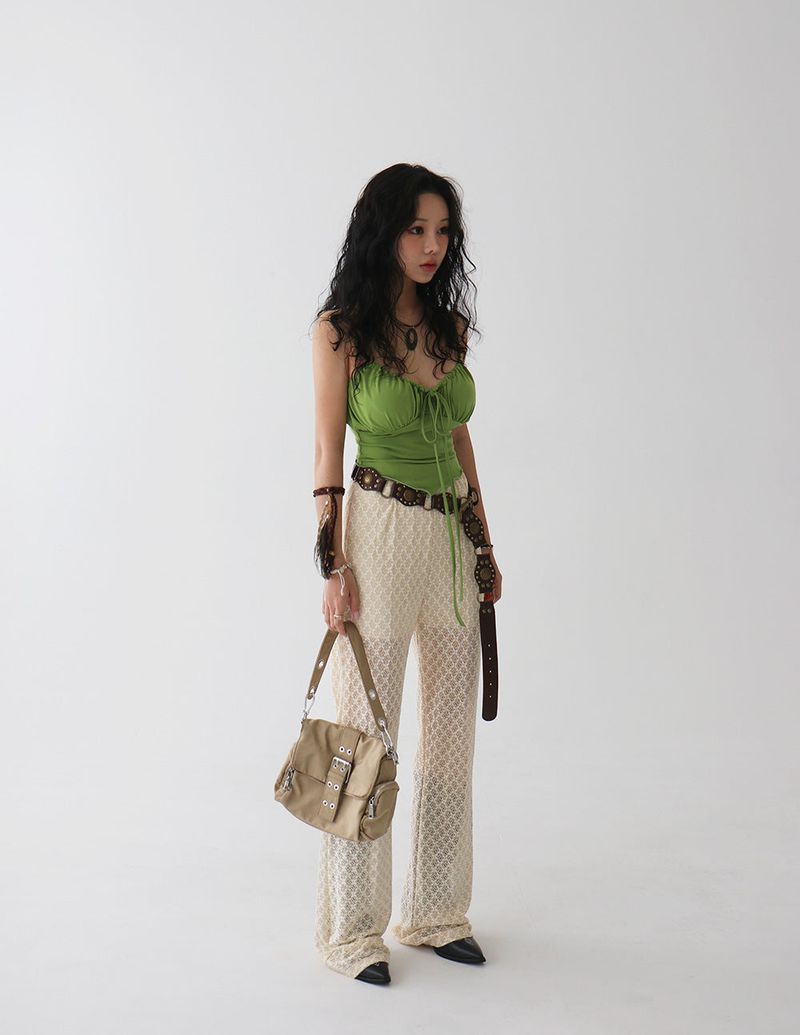 Boleum shirring bustier cropped sleeveless