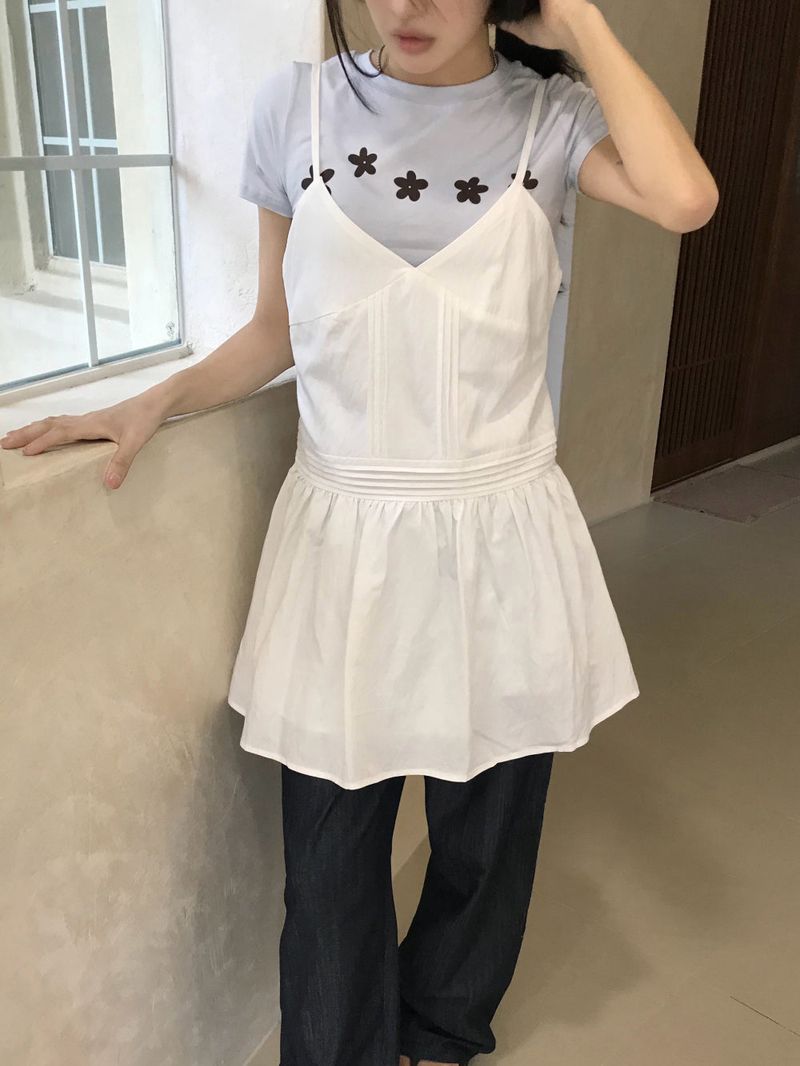 Roen Pintuck Layered Slip Mini Dress