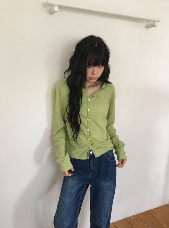 BAON(バオン)の「キホ ラウンド ブークレ サマーカーディガン(トップス)」