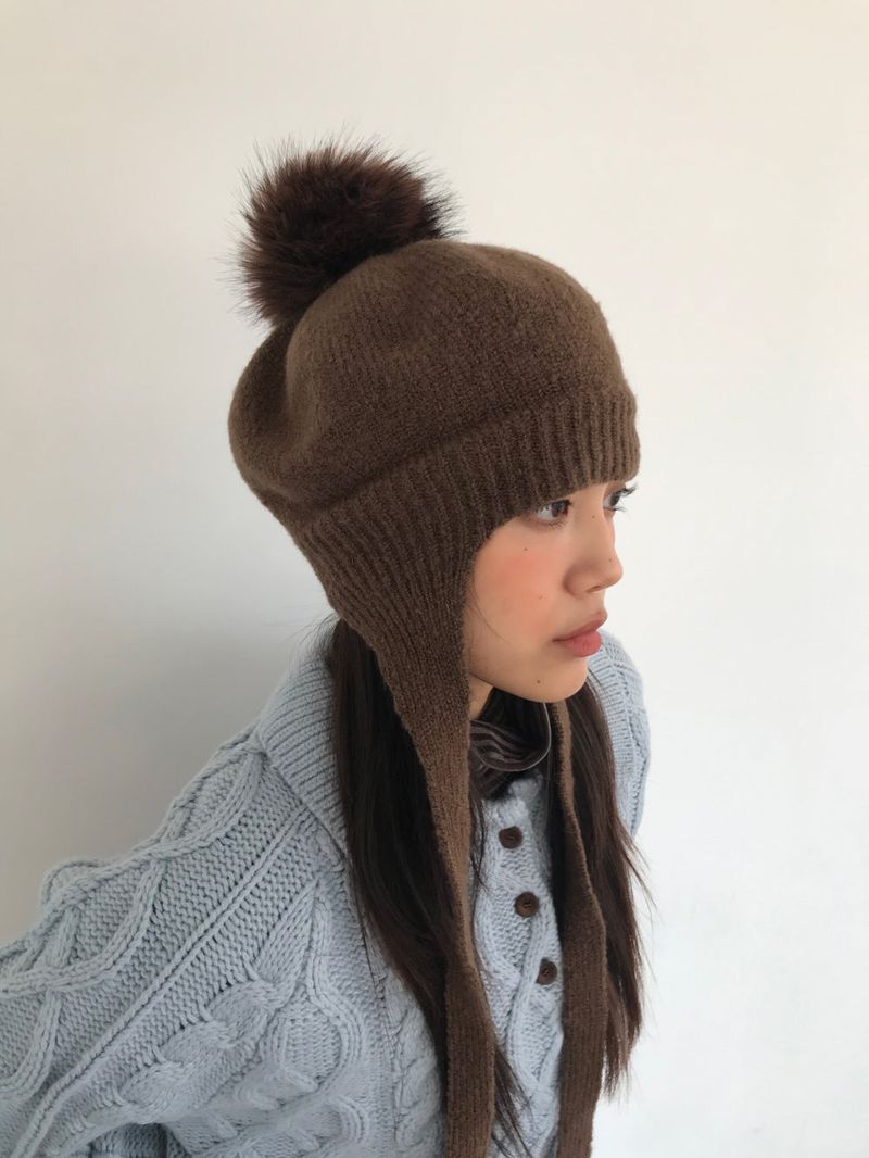 Pom-pom knit beret (3color)