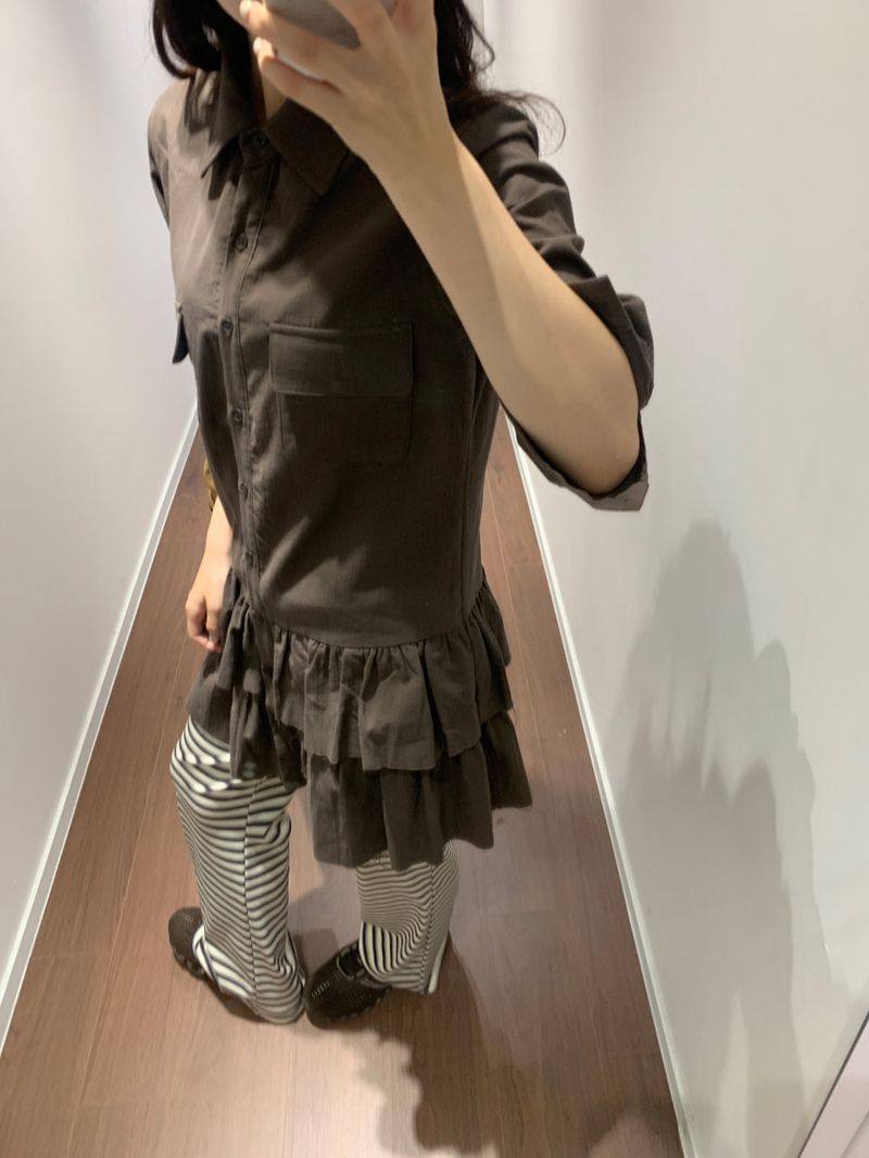 Lamb Buck Shirt Frill Dress (2color)