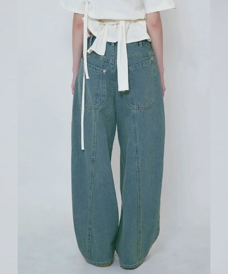 COLOR BLEACH WIDE DENIM PANTS