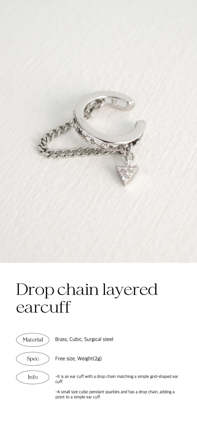 Drop chain layered earcuff