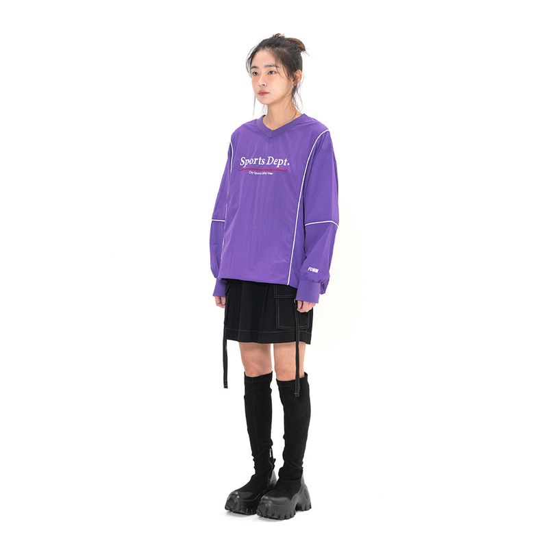 Sports Dept Logo Piping Nylon Pullover - Purple
