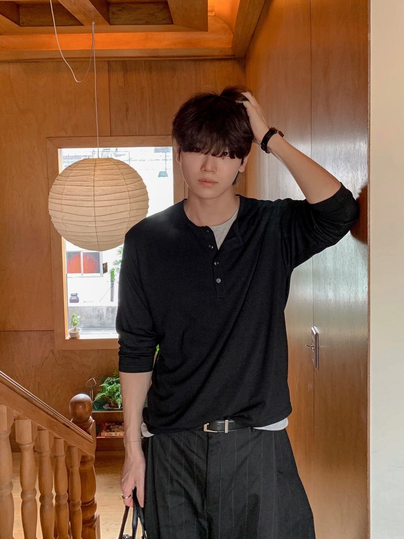 Paul Layered Henley Neck Long Sleeve