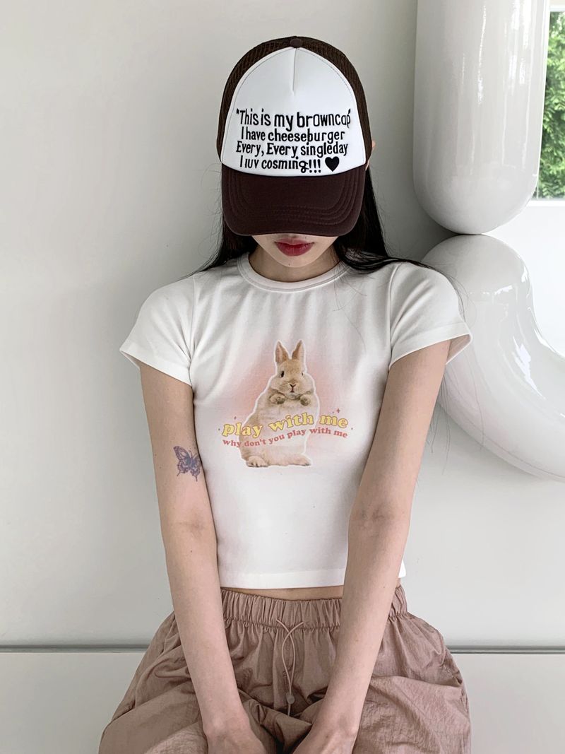 [MADE] エルカバニーラビットプリントクロップド半袖Tシャツ