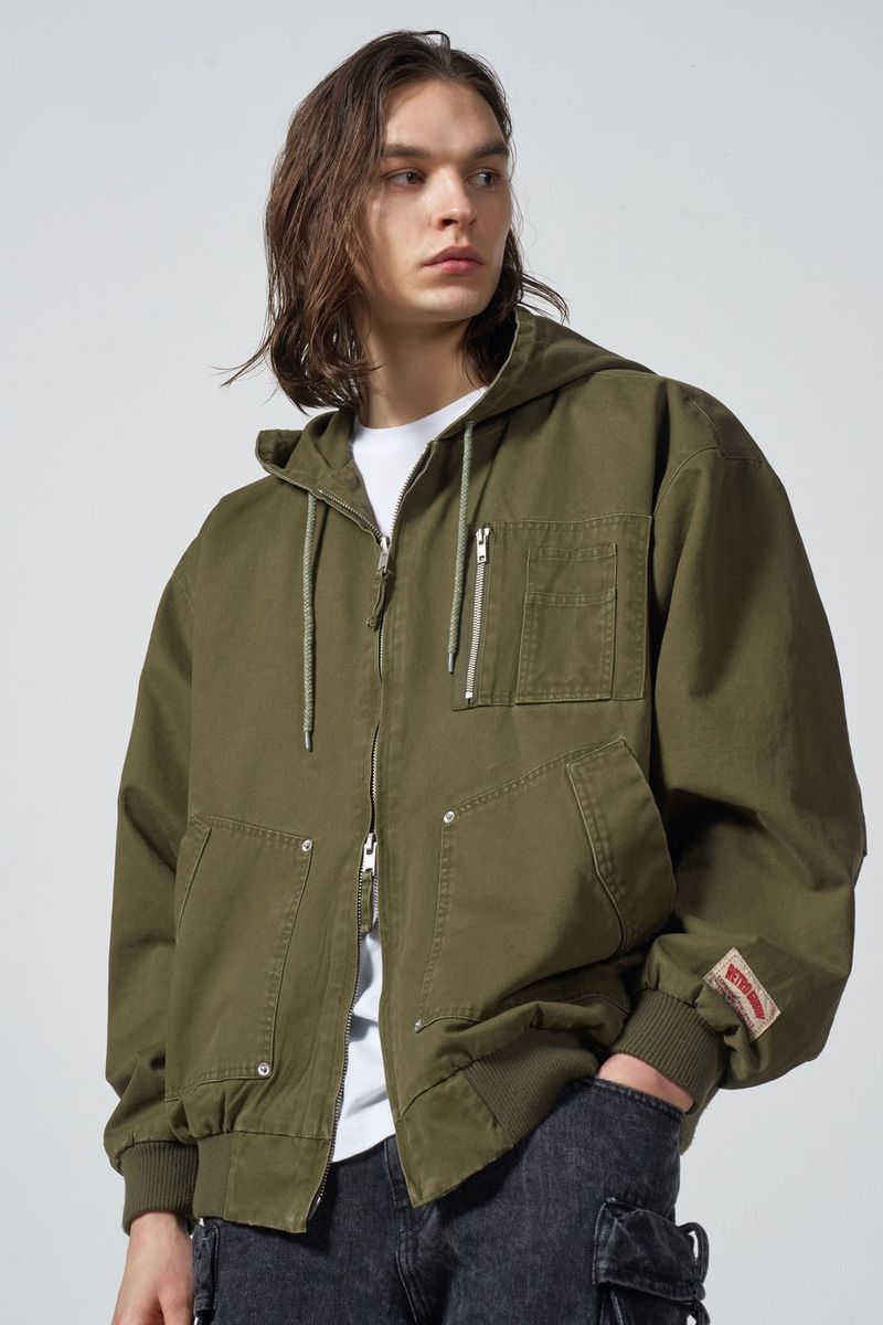 Work hood zip-up jacket