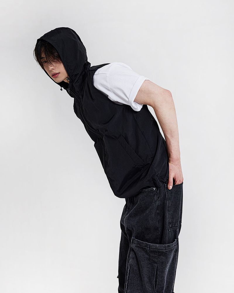 crop nylon hood vest