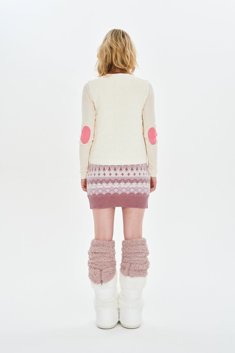 FAIR ISLE KNIT MINI SKIRT [SALMON]