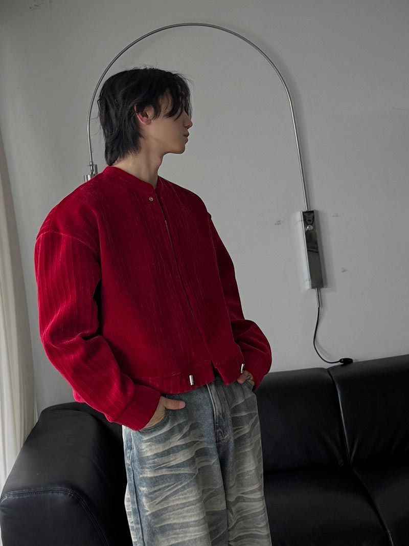 Velour Crop Cardigan (3color)