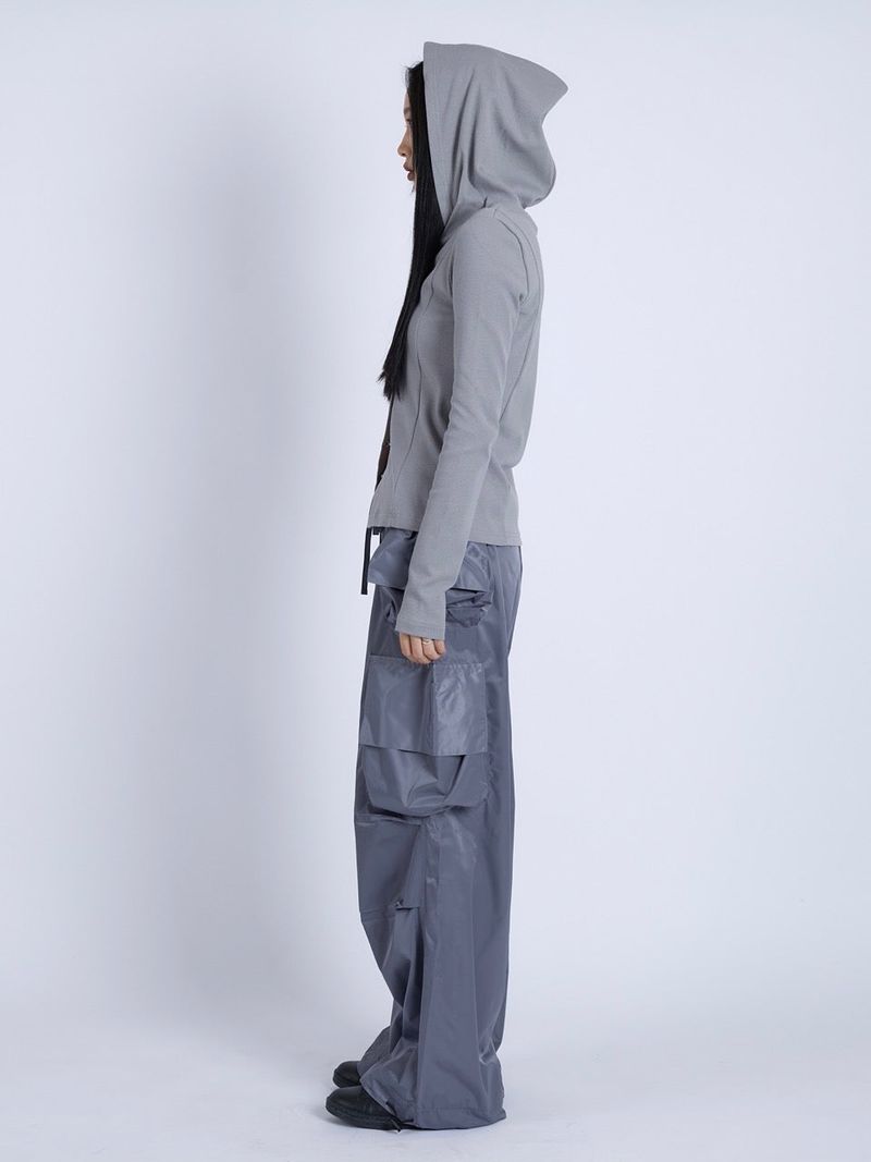 Satin Multi Pocket Pants, Grey