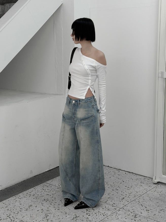 Nant Curved Cut Washed Denim