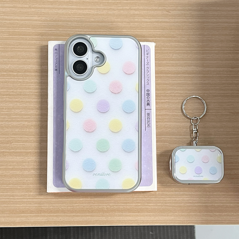 [MADE][Glossy Glass Silver Bumper Case] Pastel Dot 