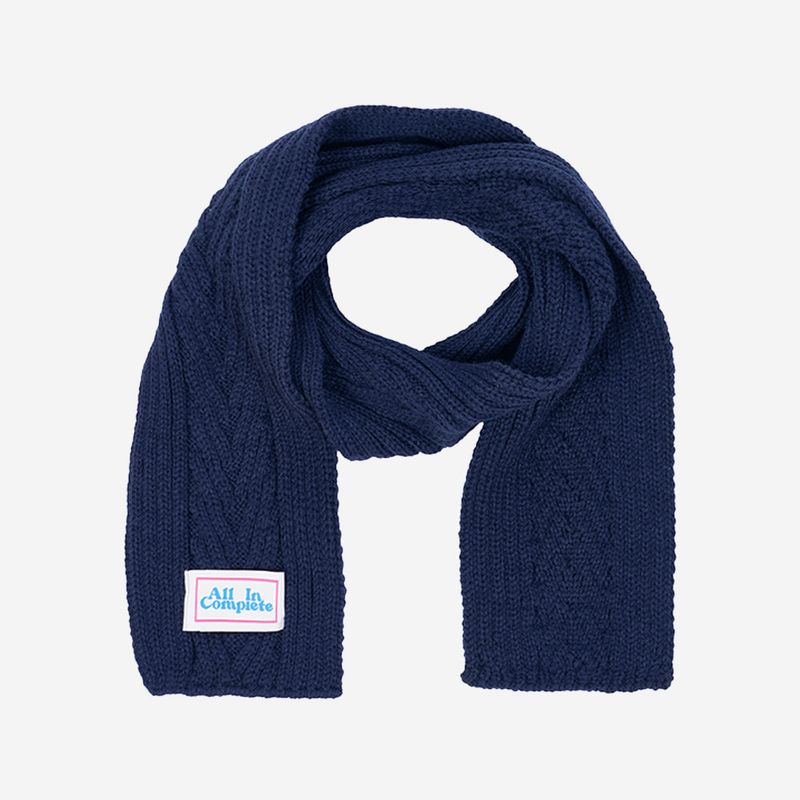 Arrow Knit Mini Muffler (Navy)