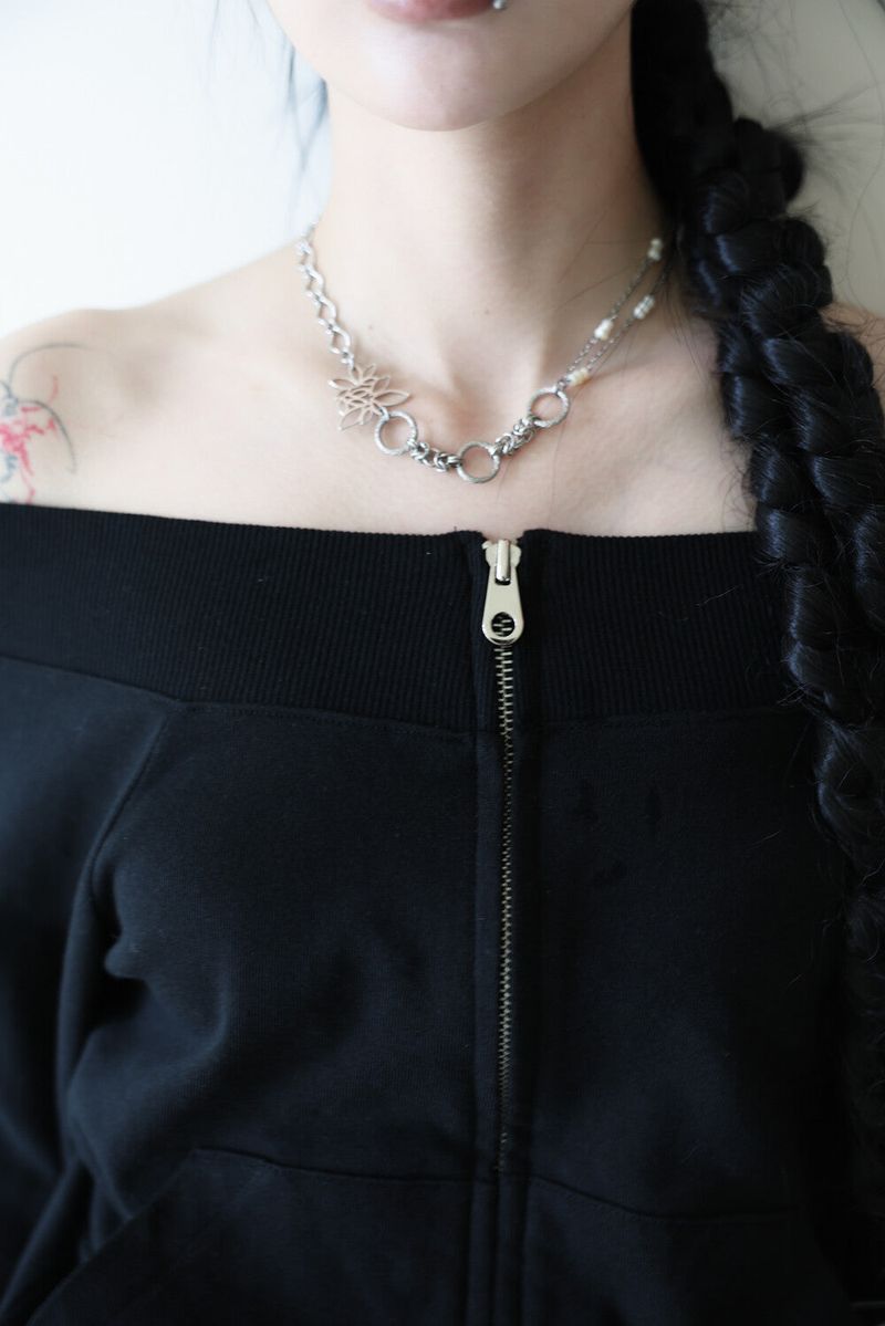 Lotus Pearl Chain Necklace (3way)
