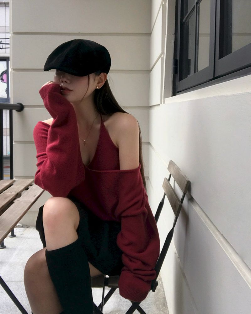 V-Neck Knit & Tank Top Set