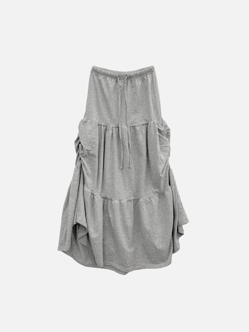 Shuming Unbal Shirring Banding Long Skirt (2c)  