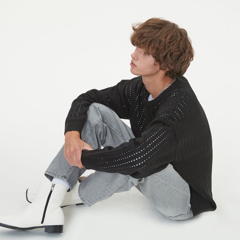 PUNCHING ROUND KNIT_BLACK