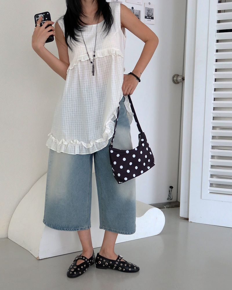square frill mini-dress