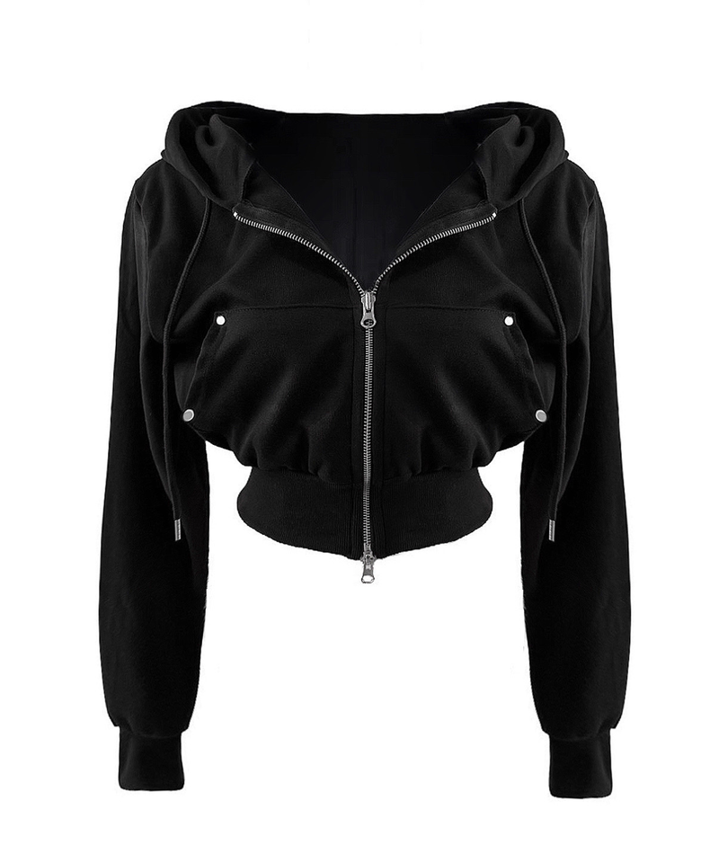 [MADE] Vicky studs crop hood zip up (4color)