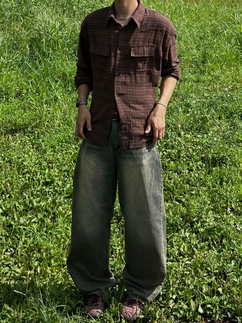 Sand Curved Denim Pants (S, M, L)