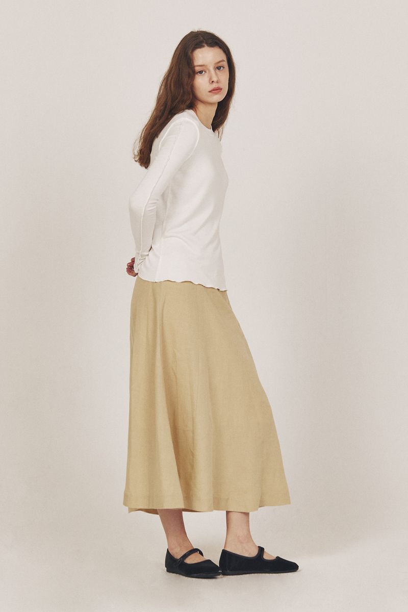 linen flare skirt