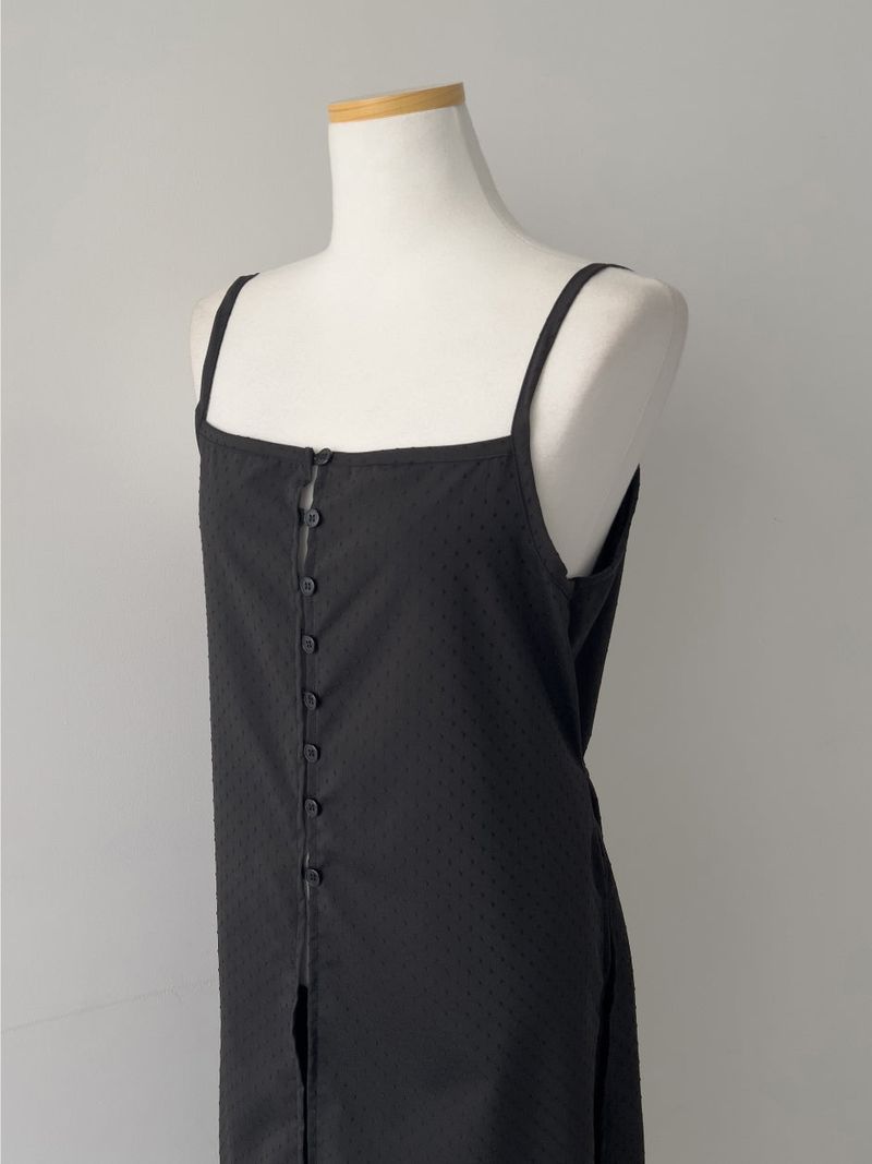 Dot Deep Slit Layered Bustier Long One Piece