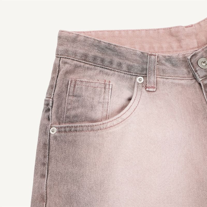 Sand-washed Bermuda denim pants
