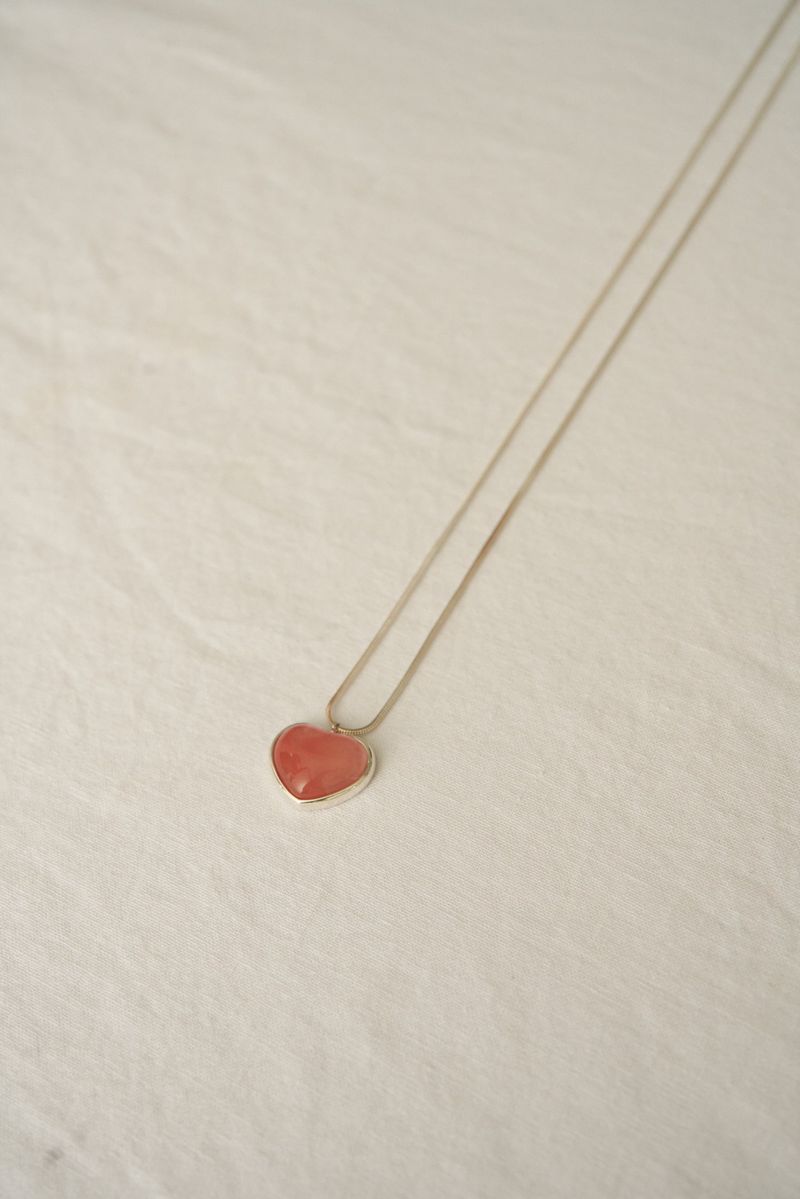 [MADE] Silver925_Heart Natural Agate_N (Red,Blue)
