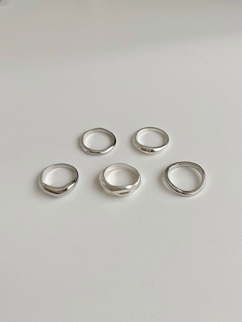 [5 set] simple volume layered ring set 