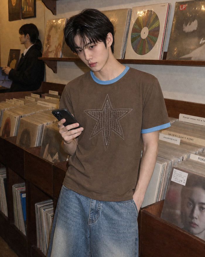 (UNISEX) Cutting Star Double Sleeve Tee