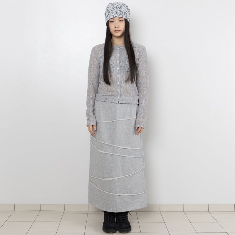WEBHOUSE（ウェブハウス）の「Twister Damage Sweat Long Skirt - Grey（Skirts）」