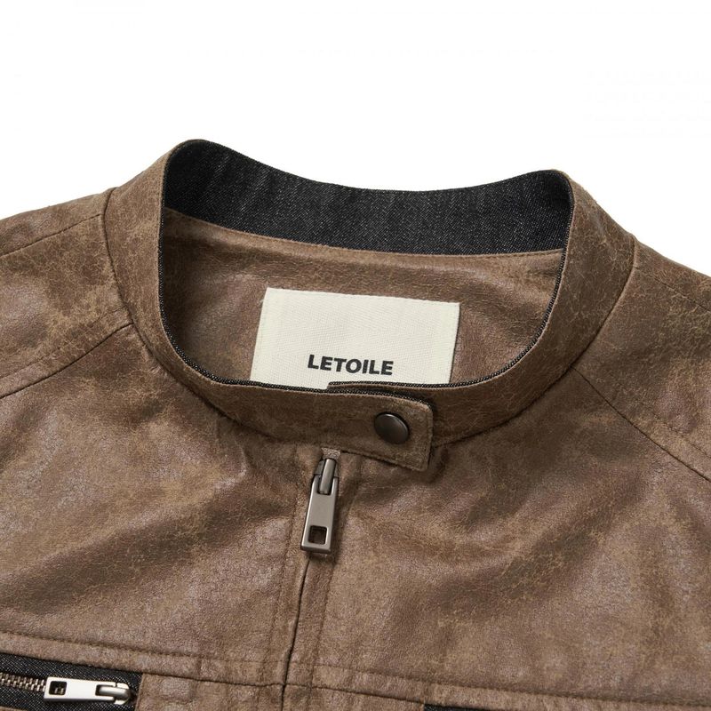 CRACK BROWN LEATHER BIKE JACKET (LEBSSJK5134)