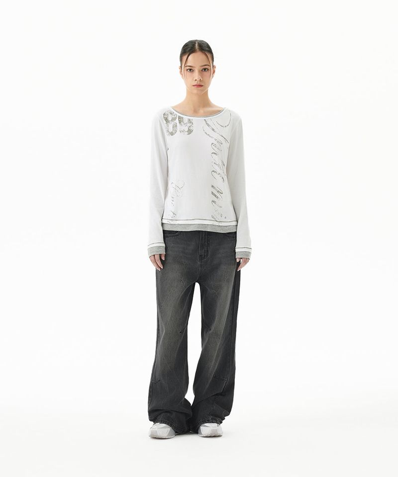 WASHED DART DENIM PANT