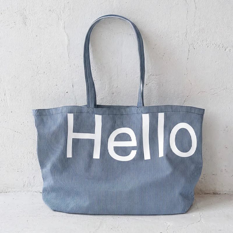 hellodude（ハローデュード）の「Big tote bag - Blue Stripe（Bags）」