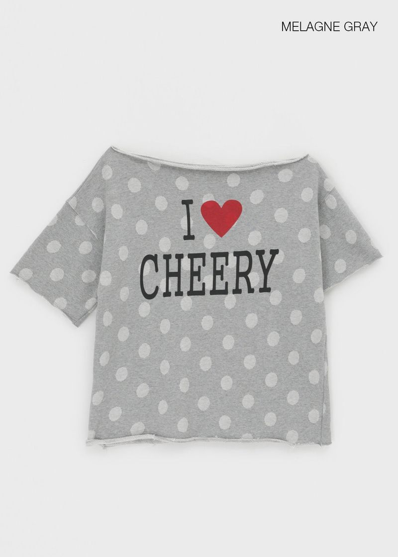 [MADE] Chiri Dot Print Off-Shoulder Short Sleeve Tee