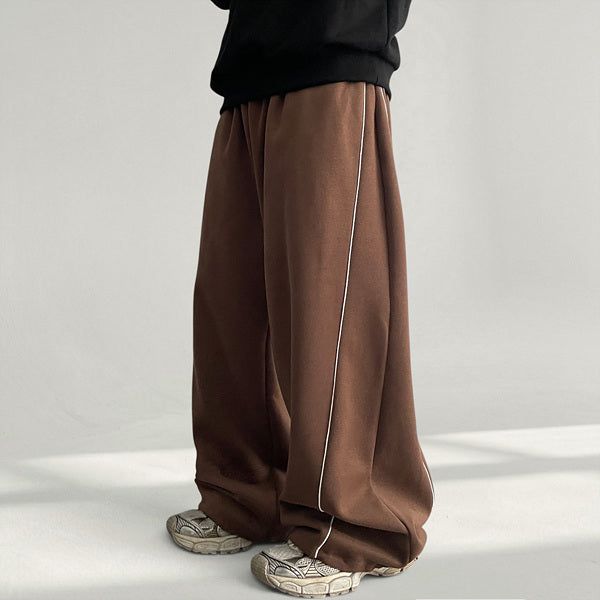Hearts waistband side pintuck hem string wide training pants (4 colors)
