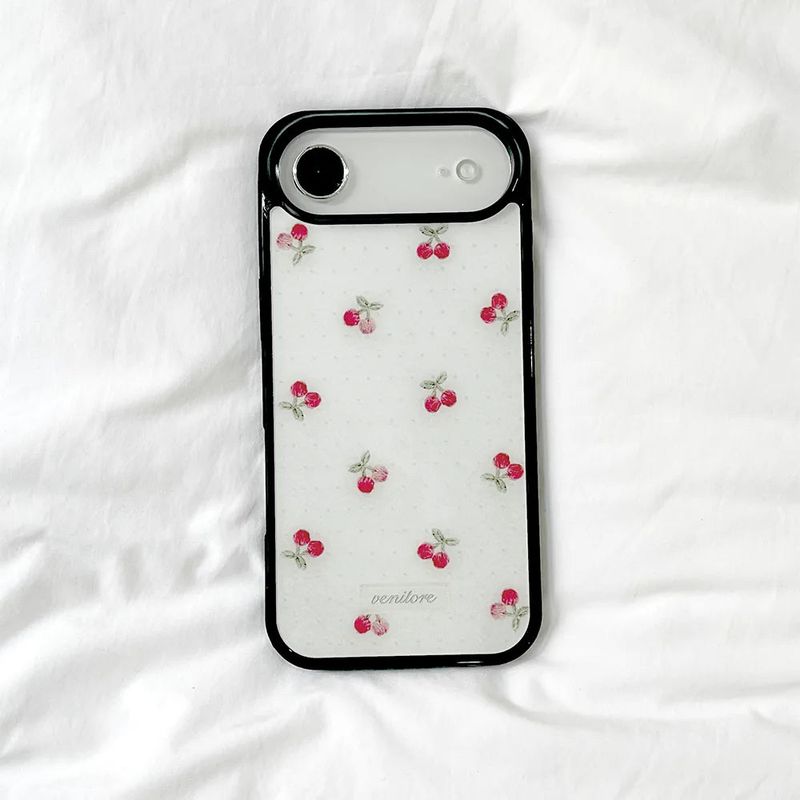 venitore（ヴェニトー）の「[MADE][グラスバンパーケース]チェリー刺繍ニットケース（スマホグッズ/小物）」