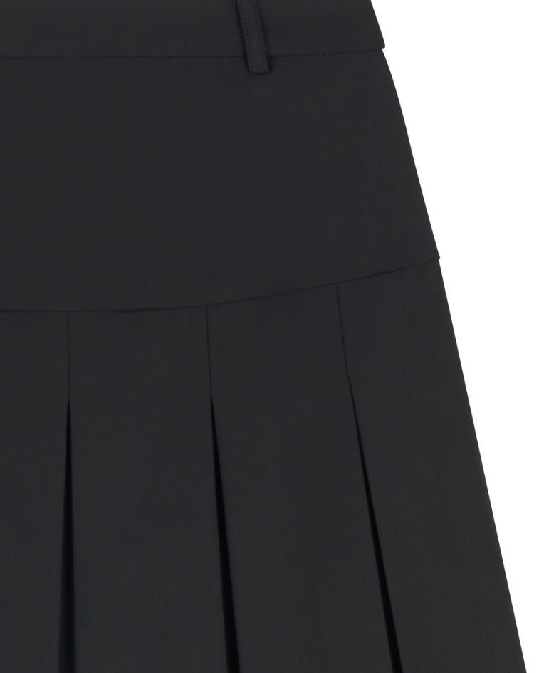 [mnem] loop pleated midi skirt (black)