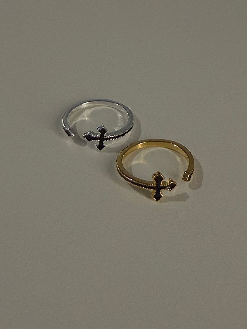 [925silver] Open cross ring (2color)